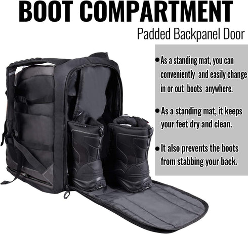 Ski Boot Bag Backpack - 65L Waterproof Skiing Snowboarding Travel Luggage, Stores Boots, Skis, Snowboard & Accessories
