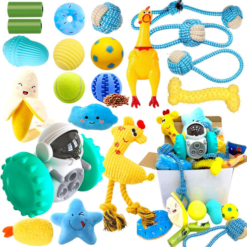Generic 18 Pet Toy Platters Pieces - Robot Educational Strainer, Ball Toy, Teething Rope Knots
