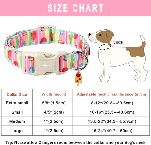 ARING PET Summer Dog Collar, Cute Popsicle Adjustable Multicolor Ice Cream Collar for Small Medium Large Dogs