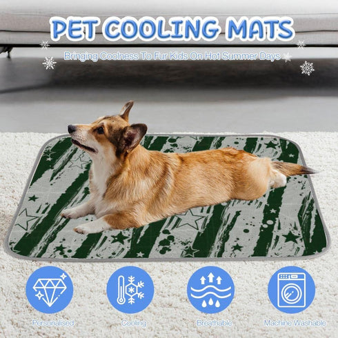 Generic 28" X22" Dog Cooling Blanket Ice Silk Cooling Mat for Bed Minimalist Striped Print Car Dog Beds for Small Dogs