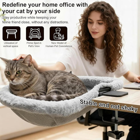 Generic Hammock Desktop Cat Bed, Small Kitten Table Perch, Space-Saving for Living Room Indoor Office Home Bedroom