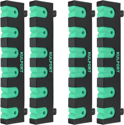 Fishing Rod Rack Holders, Wall-Mounted Fishing Pole Holder & Rack for Garage & Boat 6-Rod Storage (Horizontal Green, 2