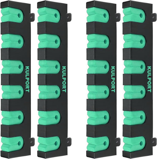 Fishing Rod Rack Holders, Wall-Mounted Fishing Pole Holder & Rack for Garage & Boat 6-Rod Storage (Horizontal Green, 2