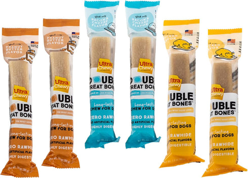 Ultra Chewy Favorite Flavors: Long-Lasting Treats for Large and Small Breeds, Highly Digestible, 6 Count Made in USA
