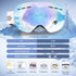 FONHCOO Ski Goggles for Men Women, Anti-Fog OTG Snowboard Glasses with Detachable Lens for Skiing Skating