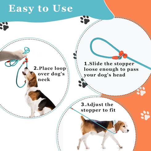 Slip Leads for Dogs, 5 FT Lightweight Rope Leash for Medium Dogs, No Pull Training Leash, Quick Put On and Take Off