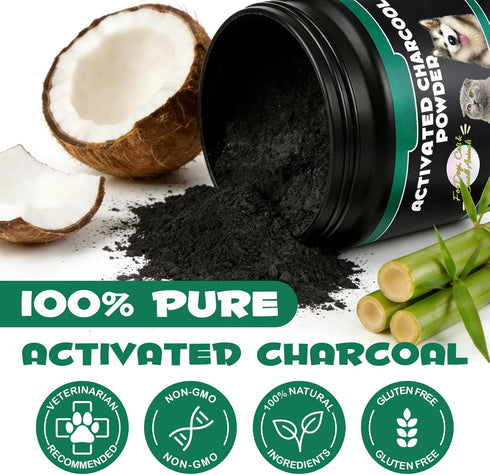 NIFEISHI 120g Activated Charcoal for Dogs & Cats Powder for Digestive Health & Normal Stool Single Ingredient, Non-GMO