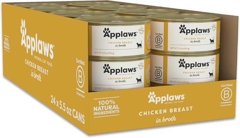 Applaws Natural Wet Cat Food, 6 Count, Limited Ingredient Canned Wet Cat Food, Chicken Breast in Broth, 5.5oz Cans