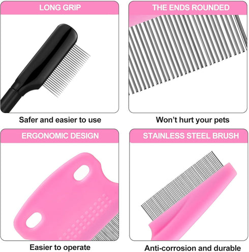 5 Pieces Dog Eye Combs, Tear Stain Remover Combs for Small Dogs, Gently Removing Eye Mucus (Pink, Black)
