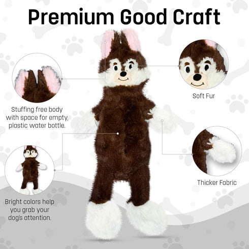 FGA MARKETPLACE 7 Pack Flat NO Stuffing NO Squeak Plush Dog Toys, 21 Inch Long for Small and Medium Dogs