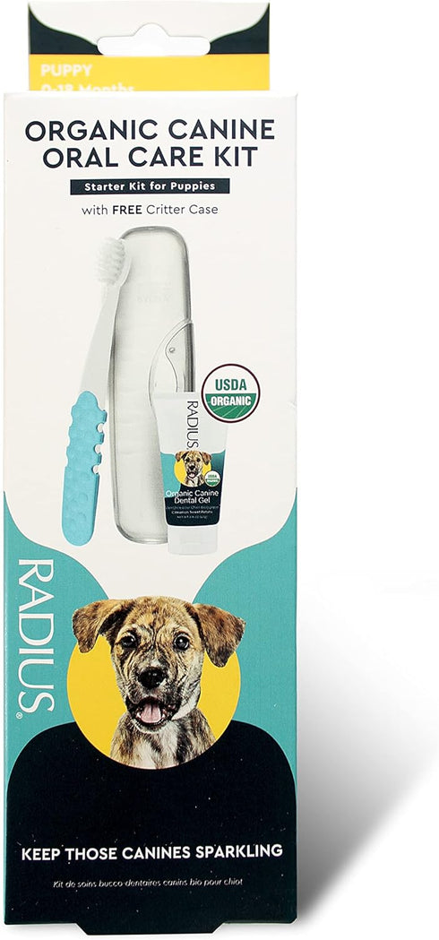 2 1 1 0.8oz RADIUS USDA Organic Dental Solutions Puppy Kit Units, Kit Includes Dog Toothbrush & Toothpaste, Ultra Soft