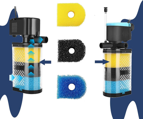 Aquarium Filter Replacement Sponge, Including 4 x Coarse, 4 x Fine & 4 x Black Sponge