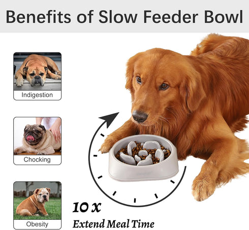 MateeyLife Slow Feeder Dog Bowls, Anti-Choking Puzzle Dog Food Bowls, Non Slip Interactive Dog Feeding Bowls Slow Down Eating, Bloat Stop Maze Dog Dishes Dog Feeder for Small Medium Large Breeds Gray