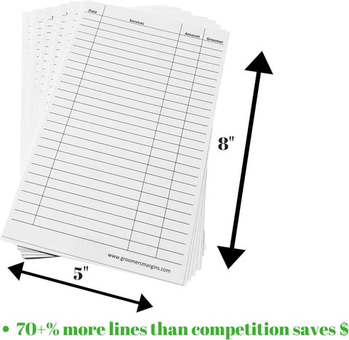 Dog Grooming Cards (100 Pack) 8 X 5 inch Groomer Client Profile Service Record Clip Card for Pet Groomers
