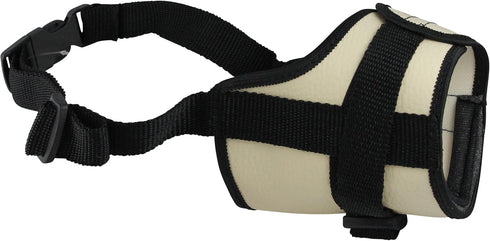 Adjustable Dog Muzzle, Beige, 6 Sizes (XXS: 4.5"-6.5" Snout Circumference)