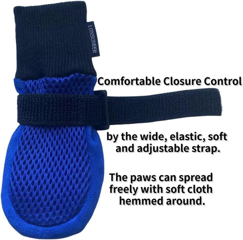 Dog Shoes Soft and Lightweight with Breathability - Set of 4 Size X-Small Blue for Spring Summer and Fall