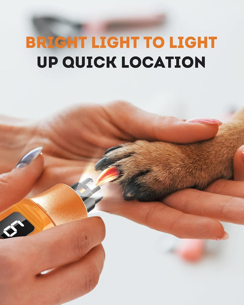 7-Speed Trimmer Dog Nail Grinder with LED Light Ultra Quiet Electric Pet Nail for Large Dogs & Cats Professional