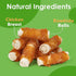 MON2SUN 2.5 Inch 21.2 oz (32 Count Pack 1) Dog Treats, Chicken Wrapped Rawhide Rolls, Teeth Cleaning Chews with High