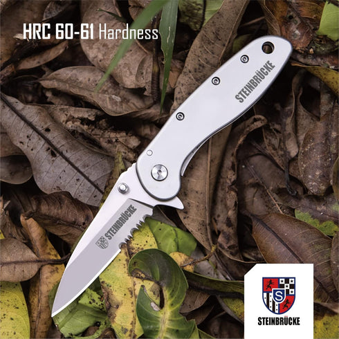 Pocket Knife for Men with Clip, Heavy Duty Folding Knives, 3.4" 14C28N Stainless Steel Titanium Coated Blade, Tactical