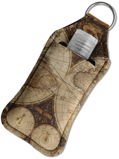 Large Vintage World Map Hand Sanitizer & Keychain Holder