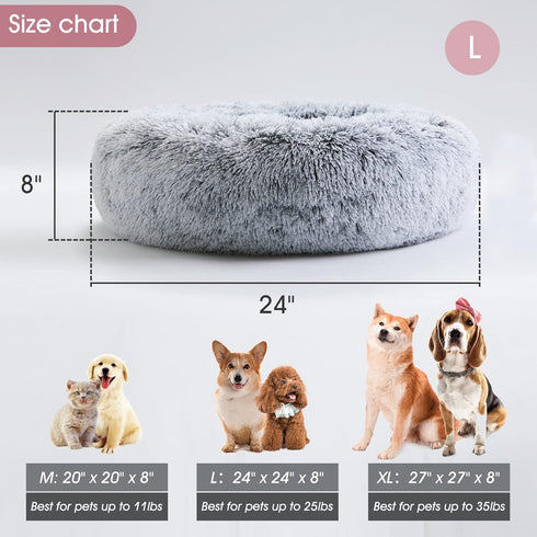 WESTERN HOME WH Calming Dog Bed & Cat Bed, Anti-Anxiety Donut Cuddler Bed, Fluffy Faux Fur Plush Cushion for Small