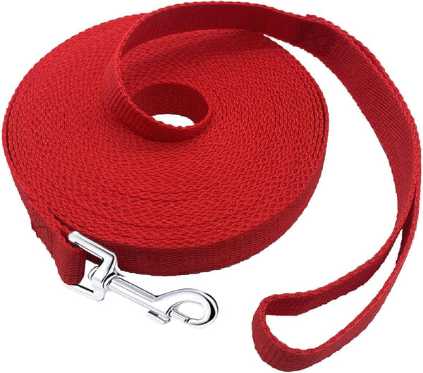 Long Dog/Puppy Lead 15ft 20ft 30ft 40ft 50ft, Obedience Recall Training Leashes for Small Medium Dogs, Red, 1" x 40FT