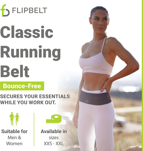 FlipBelt Men's Running Belt, Black, Size L