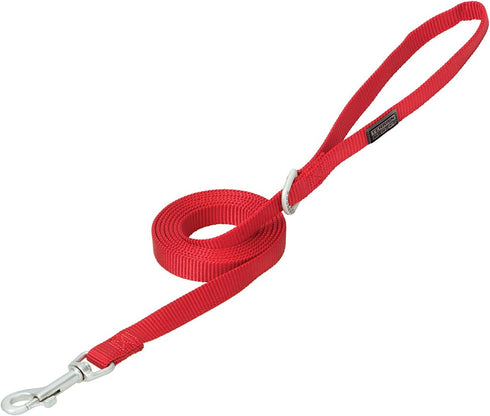Nylon Single-Ply Dog Leash, 3/4" x 6', Red