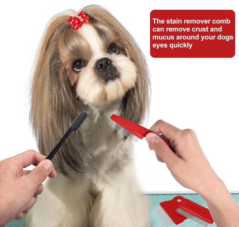 5 Pieces Dog Eye Combs - Tear Stain Remover Combs for Small Dogs, Gently Removing Eye Mucus & Crust (Red, Black)