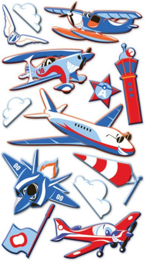 EK Success Puffy Dimensional Stickers, Funny Planes
