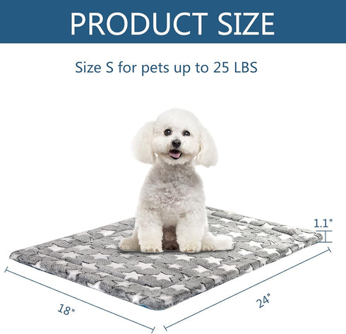 KROSER Reversible Dog Crate Pad Mat, Cool & Warm, Machine Washable, Grey & Navy Star Pattern for Small to XXX-Large Dogs