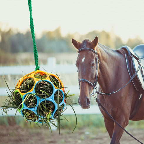 Besimple 2 Pack Horse Treat Ball Hay Feeder Toy, Goat Feeder Ball Hanging Feeding Toy for Horse Goat Sheep Relieve