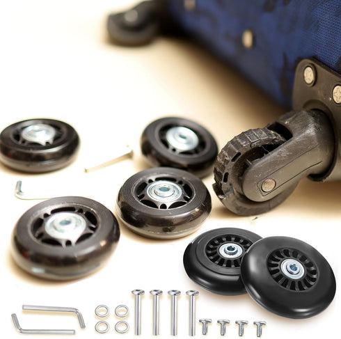 uxcell Luggage Wheels Replacement, 87 x 24 mm Rubber Swivel Caster Bearing Wheels Repair Kits for Suitcase, Inline Skate