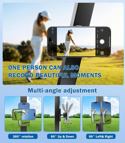 Smusrks 12-17, 360 Magnetic Golf Cart Phone Holder, All-Metal Phone Mount Compatible with MagSafe iPhone Rotation Golf