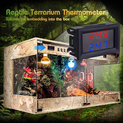 Icstation Digital Thermometer Car Auto Temperature Gauge Sensor DC 4-28V with 2 NTC Waterproof Probes