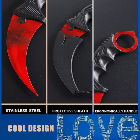 TOPOINT Karambit Knife, Stainless Steel Fixed Blade Knife for Hunting, Camping, Field Survival, Red
