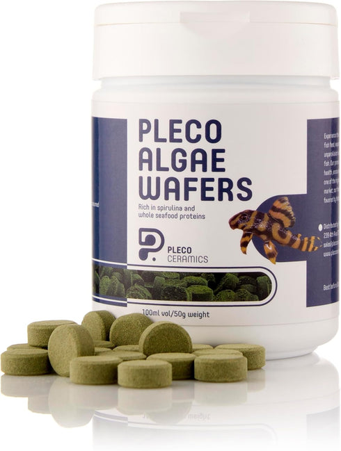 Plecoceramics Algae Wafers - Universal Fish Food for Most Aquarium Fish, Turtle, Goldfish, Catfish, Protein Wafers