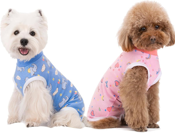 2 Packs Pet Dog Recovery Onesie Suit for Dogs Cats After Surgery, E-Collar Alternative (Blue, S)