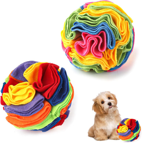 2pcs Dog Snuffle Ball Toy, 5.9inch Natural Interactive Sniffing Puzzle Toys for Stress Relief, Training (2 Styles)