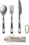 Titanium Utensils Set, Ultra-light Spoon Fork Knife with Carabiner for Camping and Travel