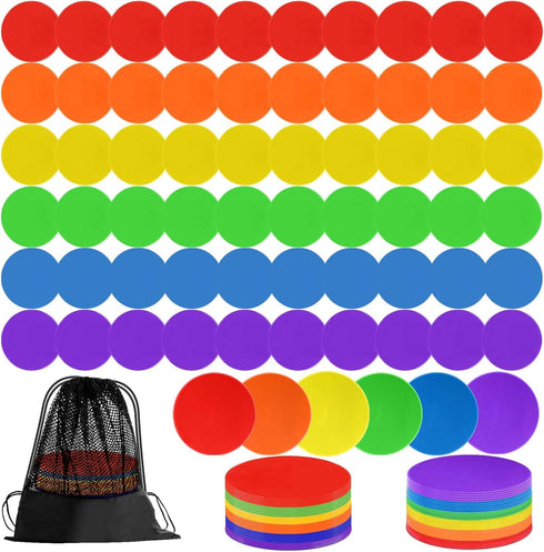 ZIECE 60 Pcs Poly Spot Markers Non-Slip Rubber Floor Dots for Gym, Flat