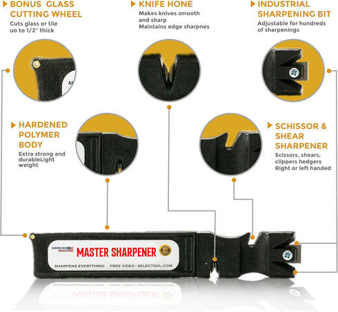 4-Stage Master Knife Sharpener Premium Knife Sharpener for Kitchen Knives, Pocket Knives, Scissors, Tools, Serrated