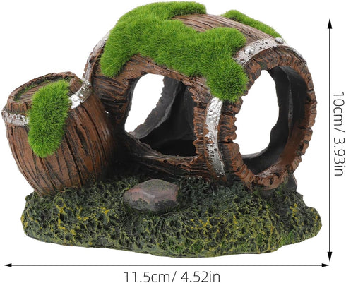 Wakauto Fish Hideout Aquarium Decoration Resin Hollow Double Barrel Shrimp Cave Shelter Betta Fish Tank Ornament