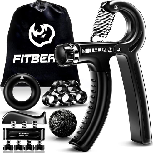 FitBeast Grip Strengthener Kit - 5 Pack Adjustable Resistance Forearm Strengthener Hand Grips