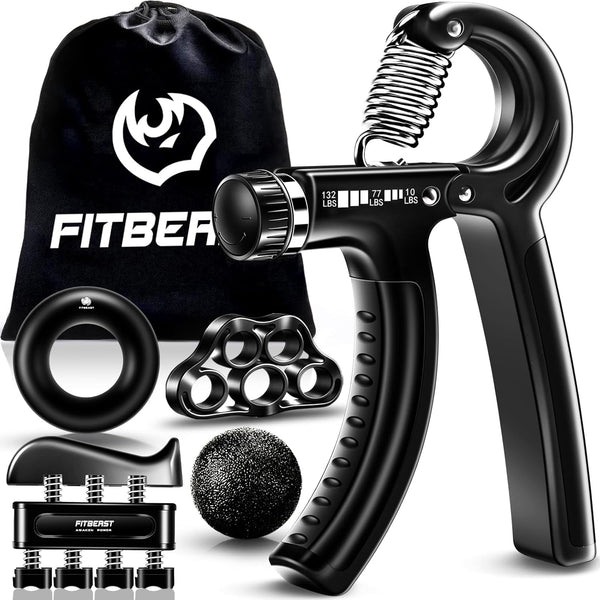 FitBeast Grip Strengthener Kit - 5 Pack Adjustable Resistance Forearm Strengthener Hand Grips