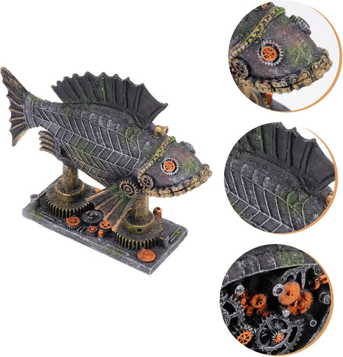 1Pc Fish Tank Decoration, Resin Aquarium Hideout Lizard Accessories, Steampunk Table Centerpiece for Fish Tank