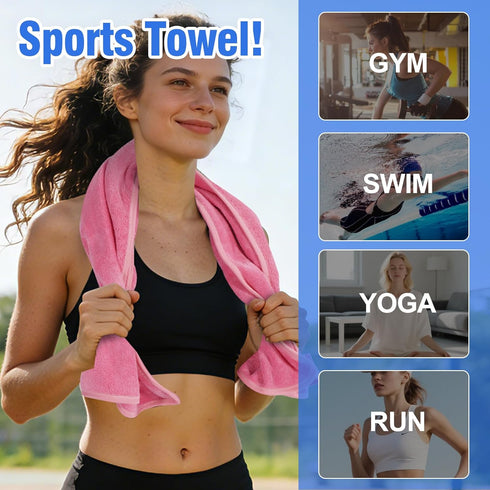 2 Pack 380 15"x31" Microfiber Gym Towels, GSM Bigger Size Super Soft Quick-Drying Towels for Workout, Yoga, Fitness