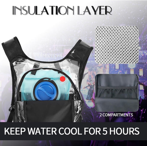 Hydration Pack, Lightweight Water Backpack with 3L Bladder, Essential for Rave, Hiking, Biking, Running