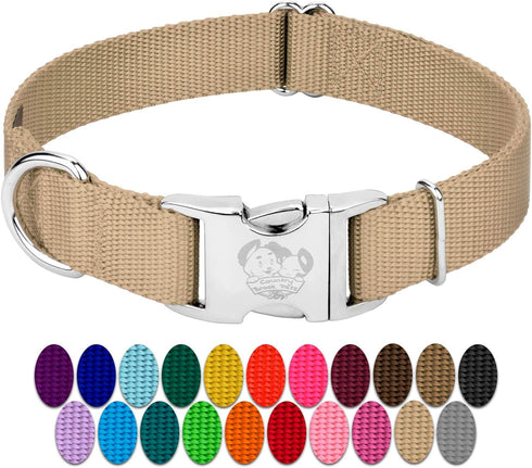 Premium Nylon Dog Collar with Metal Buckle for Small Medium Large Breeds - Country Brook Petz, Copper Gold, Medium, 3/4