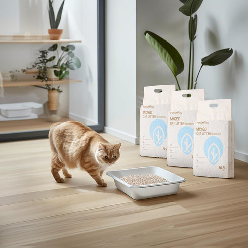 FUKUMARU Mixed Tofu Cat Litter, Strong Clumping, Effective Odor Control, Dust Free, Ultra Absorbent, Water Flushable,
